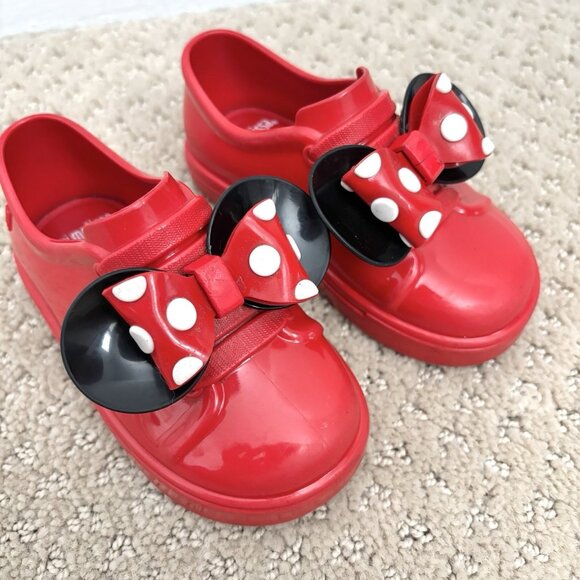 Mini Melissa x Disney Minnie Mouse Red Slip-On Sneaker Shoes Toddler Size 7 - Picture 4 of 8